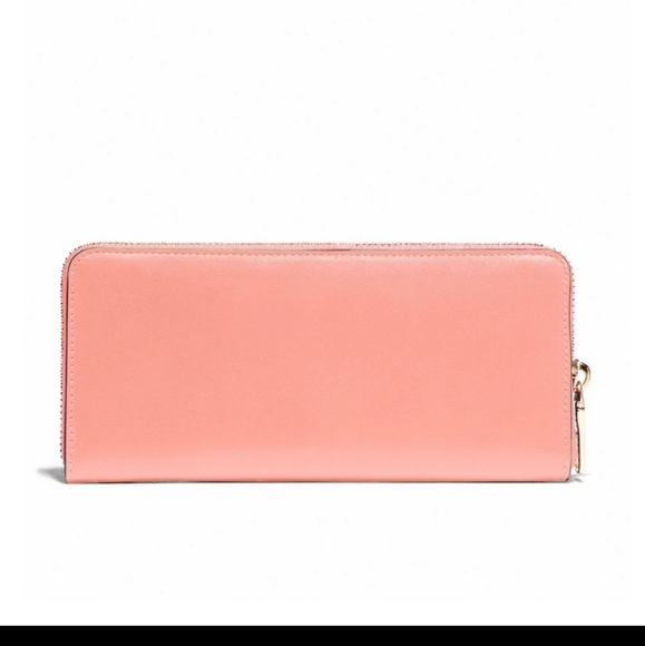 New! COACH Logo Slim Accordion Zip Smooth Leather Wallet B4/Candy Pink - Picture 5 of 5